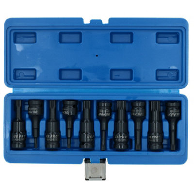 Spline Impact Deep Impacted Bit Sockets Extra Long M5 - M18 10pc