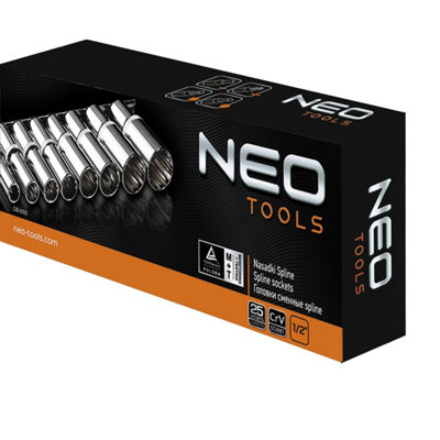Spline Socket Set 8pc 1/2"  (Long) NEO TOOLS