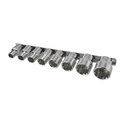 Spline Socket Set 8pc 1/2" (Short) NEO TOOLS