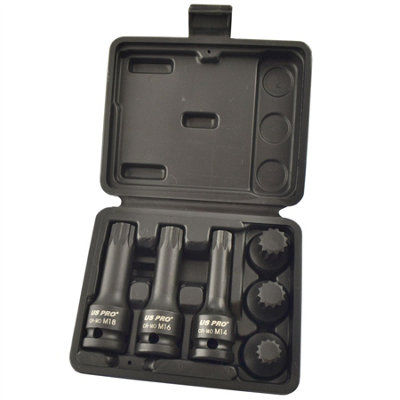 Spline Socket set Triple Square 1/2" Drive M14-M18 6pc Shallow and Deep AT829