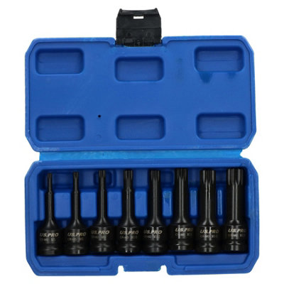 Spline Socket set Triple Square 1/2" Drive M5- M18 8pc Deep Impact AT831