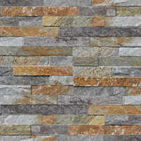 Splitface Multicolour patterned stone cladding - Mont Blanc Rugine - MyDecorativeStone - 7 Boxes, 3.1m2