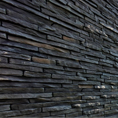 Splitface Natural Stone Effect Cladding Tiles - Sierra Graphite - MyDecorativeStone - 3.2m2, 8 boxes