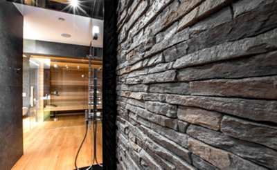 Splitface Natural Stone Effect Cladding Tiles - Sierra Graphite - MyDecorativeStone - 3.2m2 - 3