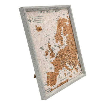 Splosh Desktop Travel Map Europe Pin Cork Board with Pins 27 x 22cm