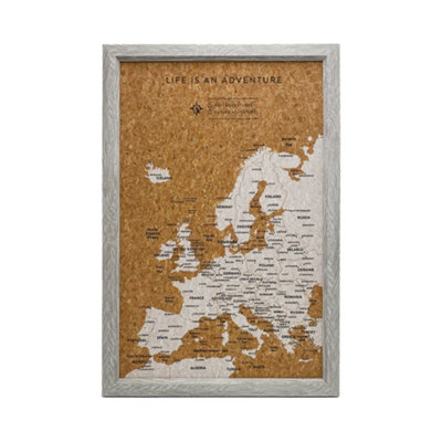 Splosh Travel Map Europe Inverted Pin Cork Board with 100 Pins 54 x 36.5cm