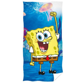 SpongeBob SquarePants Beach Towel Vibrant Blue/Multicoloured (140cm x 70cm)