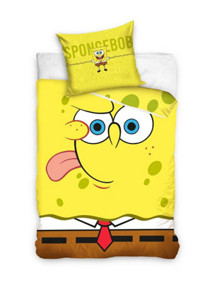 Spongebob Squarepants Face Single Duvet Cover and Pillowcase Set - European Size