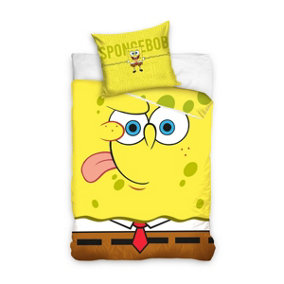 Spongebob Squarepants Face Single Duvet Cover and Pillowcase Set - European Size