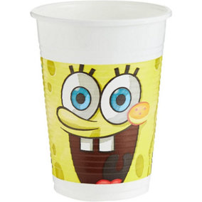 SpongeBob SquarePants Plastic Face 200ml Party Cup (Pack of 10) White/Yellow (One Size)