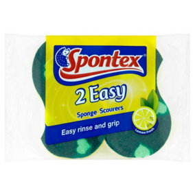 Spontex Easy Sponge Scourers (Pack of 2) Green (One Size)