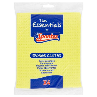 Spontex Essentials Sponge Cleaning Cloths (Pack of 4) Yellow (One Size)