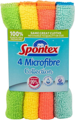 Spontex Microfibre Cloths: 16 Ultra-Soft Cleaning Cloths in 4 Packs