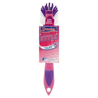 Spontex Style Easy Gri Handle Dish Brush Pink/Purple/White (One Size)