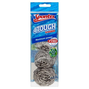 Spontex Tough Scourer (Pack Of 4) Silver (One Size)