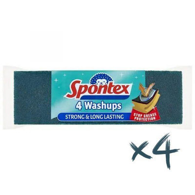 Spontex Washups Sponge Set - 4 Packs of 4 Sponges Each (Total of 16 Sponges) SK39005