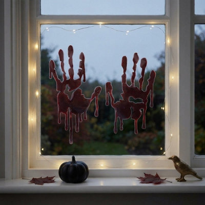 Spooky Blood Handprint Gel Window Stickers