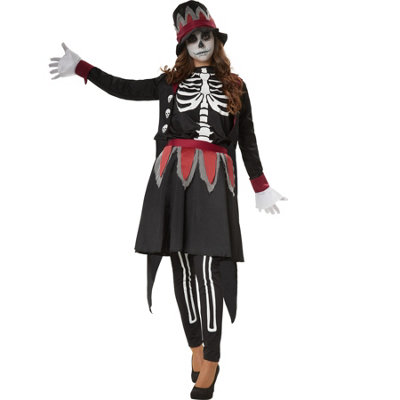 Spooky Skull Lady Costume 302412 - black S