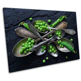 Spoons Green Peas Modern Kitchen CANVAS WALL ART Print Picture (H)30cm x (W)46cm