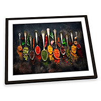 Spoons Spices Kitchen Modern FRAMED ART PRINT Picture Artwork Black Frame A1 (H)64cm x (W)89cm