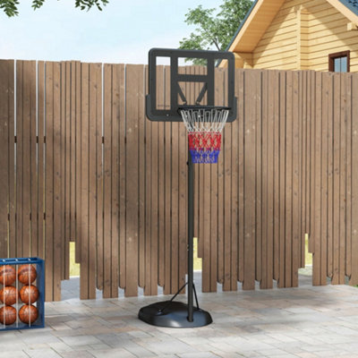 SPORTNOW 1.7-2.3m Basketball Hoop and Stand w/ Weighted Base, Wheels - Black