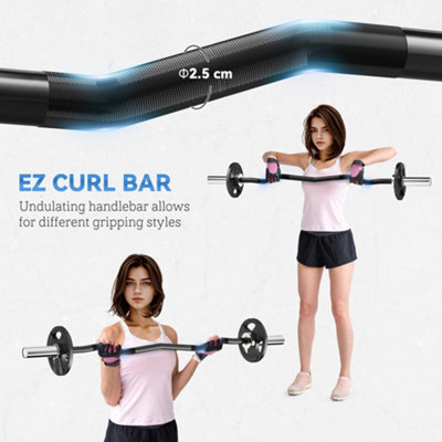 SPORTNOW 120cm EZ Curl Bar, Olympic Barbell Bar for 5cm