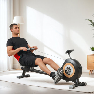 SPORTNOW 16-Level Magnetic Rowing Machine w/ LCD Monitor, Black