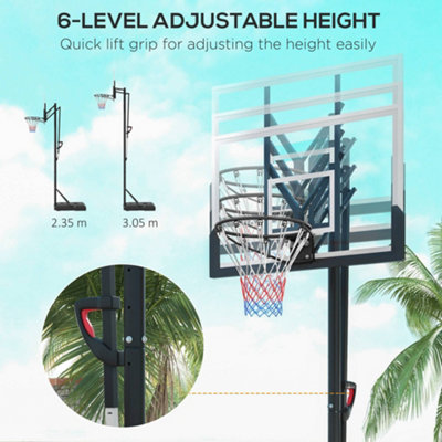 SPORTNOW 2.35-3.05m Basketball Hoop and Stand with Weighted Base and Wheels