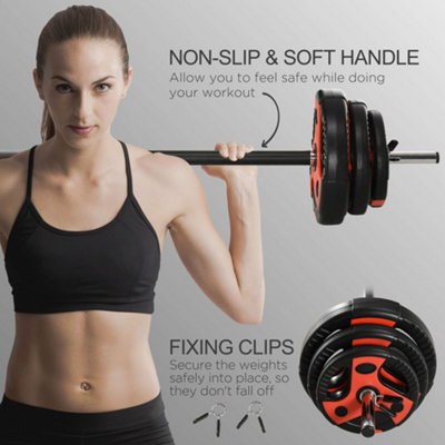 SPORTNOW 20kg Adjustable Barbell Weights Set for Home Gym Strength
