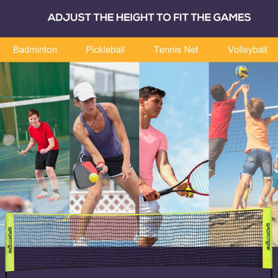 SPORTNOW 3(m) Badminton Net Height Adjustable for Tennis Pickleball Volleyball
