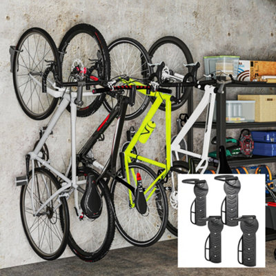 SPORTNOW 4 Pack Bike Rack, Wall Mounted Bike Hooks for Garage