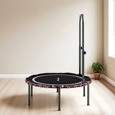 Trampolino Fitness SPORTNOW 40cm Con Manico Regolabile A 5 Livelli | Rimbalzo A Casa | Rosa