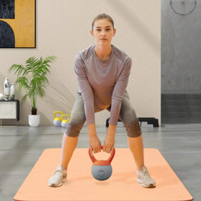 SPORTNOW 4KG Kettlebell with Soft Body and Non-Slip Handle, Orange and Grey
