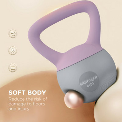 SPORTNOW Kettlebell 4 Kg PU Jaune – Poignée Confort, Base Plate Stable, Idéal Squats, Soulevés & Entraînement Complet Maison