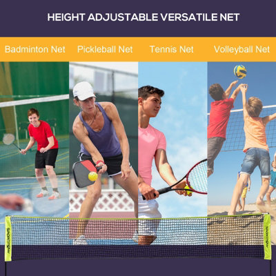 SPORTNOW 4m Badminton Net Height Adjustable for Tennis Pickleball Volleyball