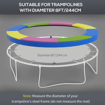 SPORTNOW 8FT Trampoline Pad Spring Cover, Waterproof, Multi-Colored