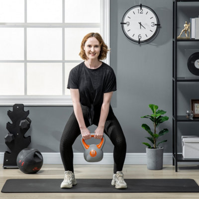 Kettlebell SPORTNOW 14 Kg – Poignée Large, Revêtement PU, Fond Plat, Pour Soulevés De Terre, Squats, Cross-training Maison Ou Gym