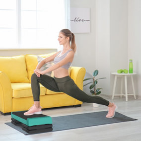 SPORTNOW Aerobic Step, 10.5/15.5/20.5cm Exercise Stepper for Home, Green