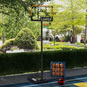 SPORTNOW Basketball Backboard Hoop Net Set System w/ Wheels, 182-213cm - Black