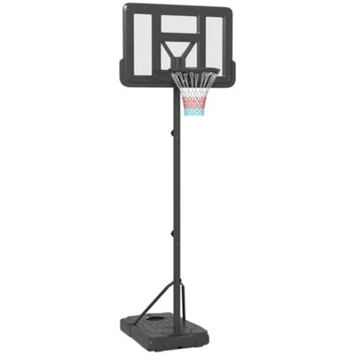 SPORTNOW Basketball Backboard Hoop Net Set w/ Wheels, 200-305cm - Black
