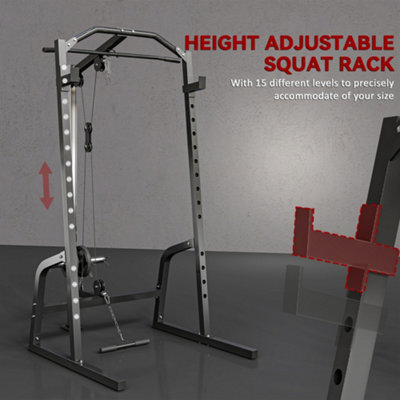 SPORTNOW Cable Crossover Machine with Pulley System, Squat Rack