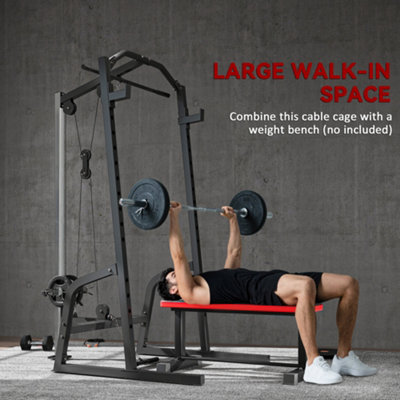 SPORTNOW Cable Crossover Machine with Pulley System, Squat Rack