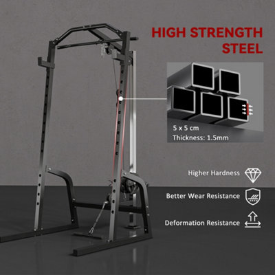 SPORTNOW Cable Crossover Machine with Pulley System, Squat Rack
