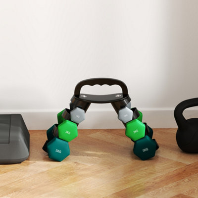 SPORTNOW Halterset met draagrek, set van 6 gewichten voor thuisgym