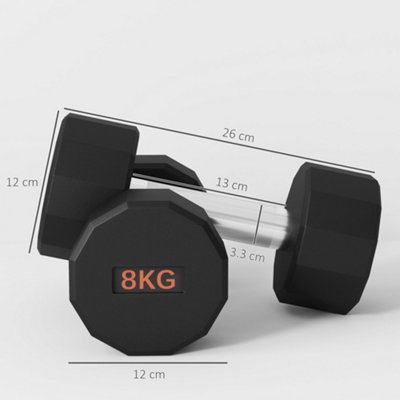 Haltères SPORTNOW 2x12 Kg - 12 Côtés, Revêtement Caoutchouc, Poignée Antidérapante - Pour Musculation à Domicile