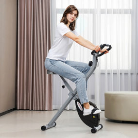 SPORTNOW Folding Exercise Bike with Heart-Rate Sensor for Home Use, Black/Grey