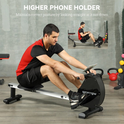 SPORTNOW Folding Magnetic Rowing Machine with Dual Aluminium Slide Rail