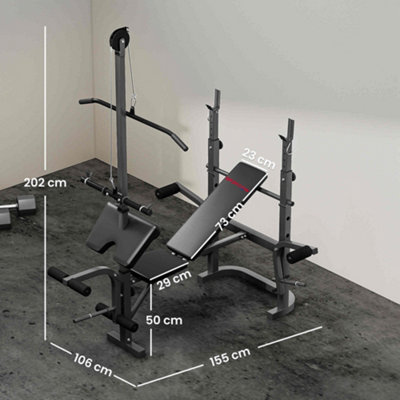 SPORTNOW Multi-Exercise Incline/Flat Weight Bench with Bench Press Rack