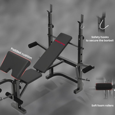 SPORTNOW Multi-Exercise Incline/Flat Weight Bench with Bench Press Rack