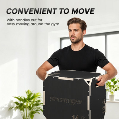 SPORTNOW Non-Slip Plyo Box, Corner-free Wooden Jump Box, 16.1 x14.2